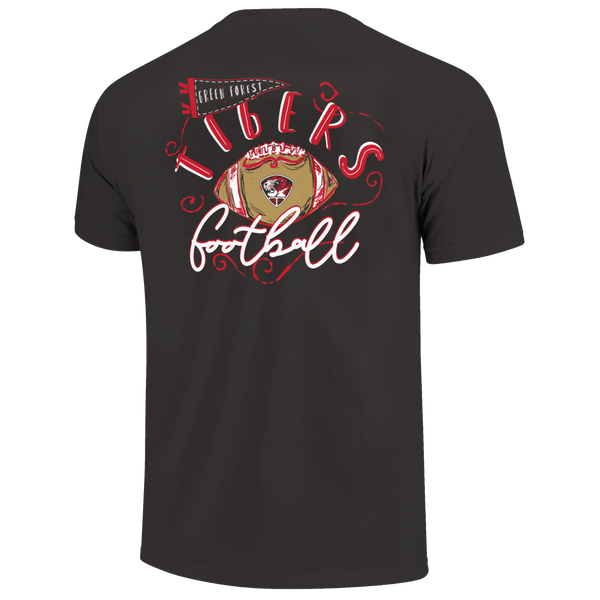 Green Forest Tigers Football Swirls Comfort Color T-Shirt