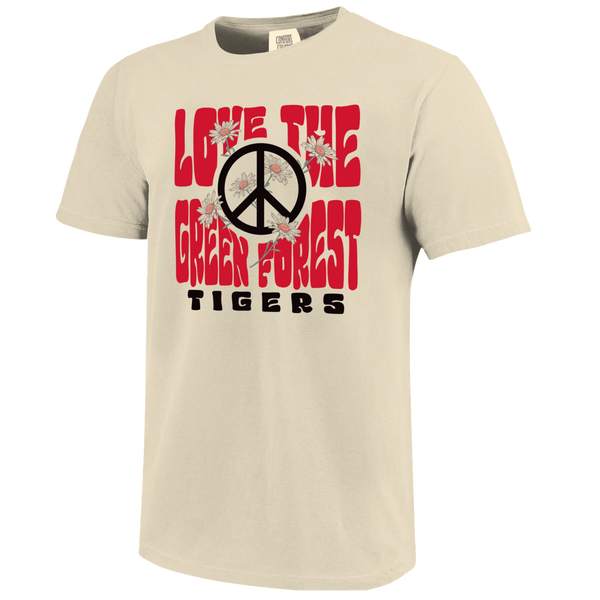 Green Forest Tigers Love and Peace Comfort Color T-Shirt