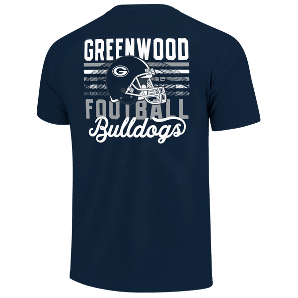 Greenwood Bulldogs Bar Stacked Helmet Comfort Color T-Shirt