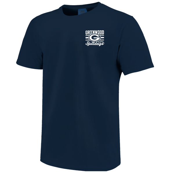 Greenwood Bulldogs Bar Stacked Helmet Comfort Color T-Shirt