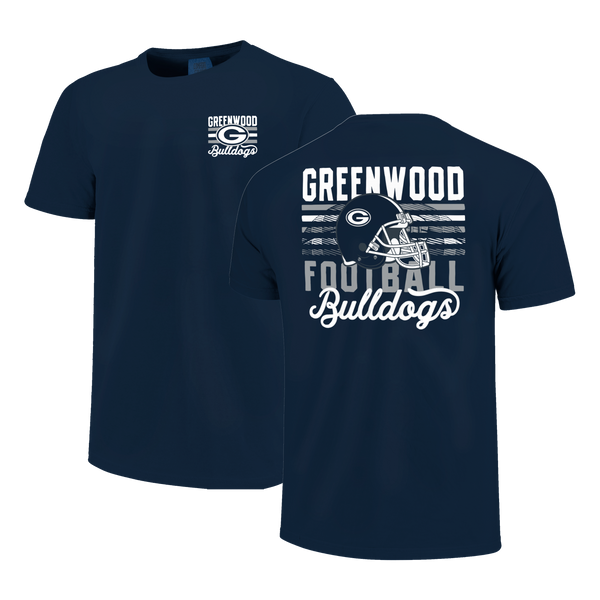 Greenwood Bulldogs Bar Stacked Helmet Comfort Color T-Shirt
