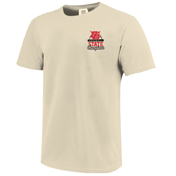 Harding Academy Wildcats 2025 Baseball Pinstripe State Champs Short Sleeve Comfort Color T-Shirt