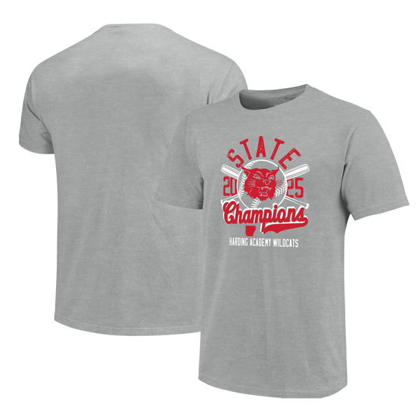Harding Academy Wildcats 2025 Baseball Champs Script Short Sleeve T-Shirt