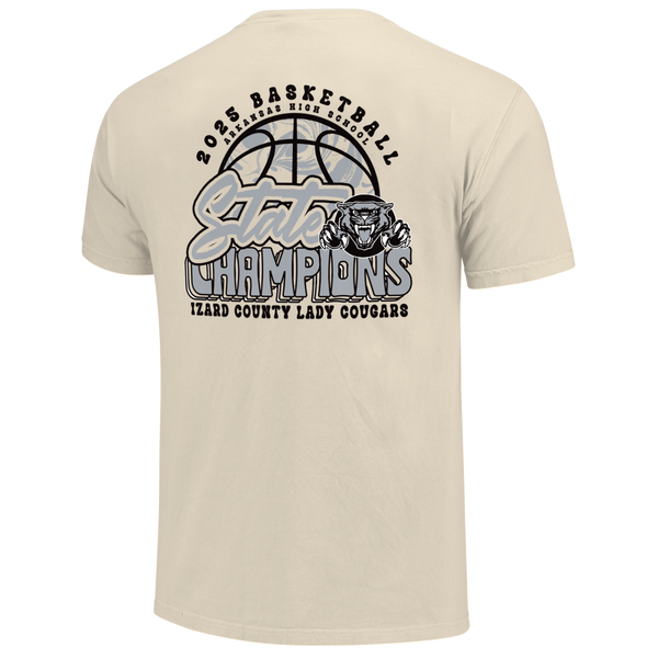 Izard County Cougars 2025 State Champions Girls Pattern Short Sleeve Comfort Color T-Shirt