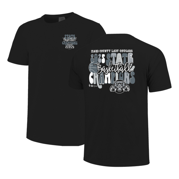 Izard County Cougars 2025 State Champions Bubble and Script Short Sleeve Comfort Color T-Shirt
