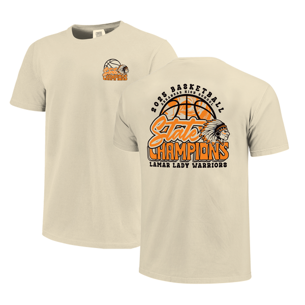 Lamar Warriors 2025 State Champions Girls Pattern Short Sleeve Comfort Color T-Shirt