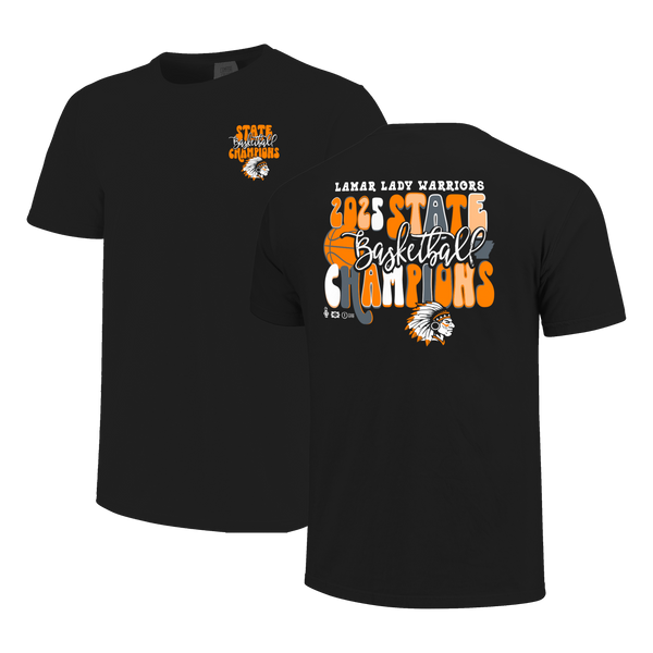 Lamar Warriors 2025 State Champions Bubble and Script Short Sleeve Comfort Color T-Shirt