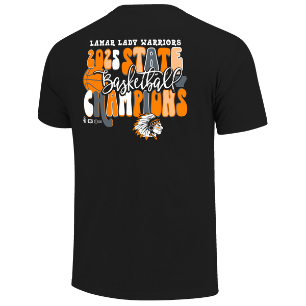 Lamar Warriors 2025 State Champions Bubble and Script Short Sleeve Comfort Color T-Shirt