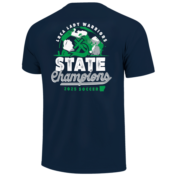 Little Rock Christian Warriors 2025 Girls Champ Soccer Script Short Sleeve Comfort Color T-Shirt
