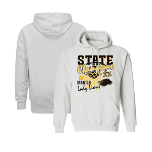 Manila Lions 2026 Girls Basketball State Champs Hooded Sweatshirt
