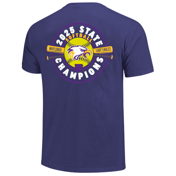 Mayflower Eagles 2025 State Champs Softball Badge Short Sleeve Comfort Color T-Shirt