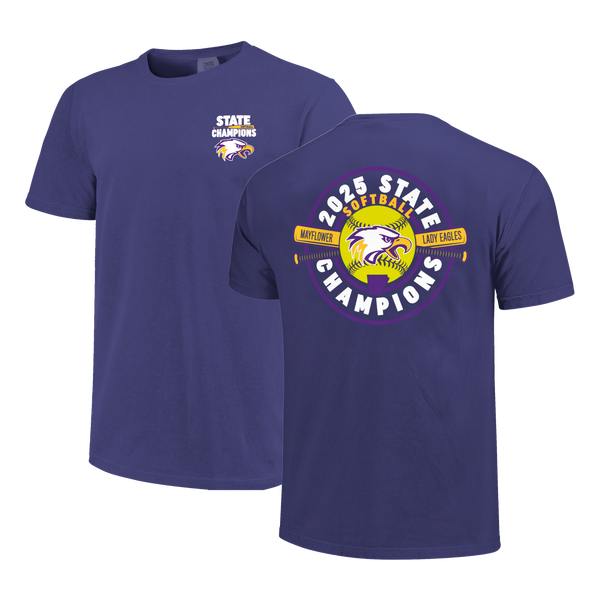 Mayflower Eagles 2025 State Champs Softball Badge Short Sleeve Comfort Color T-Shirt
