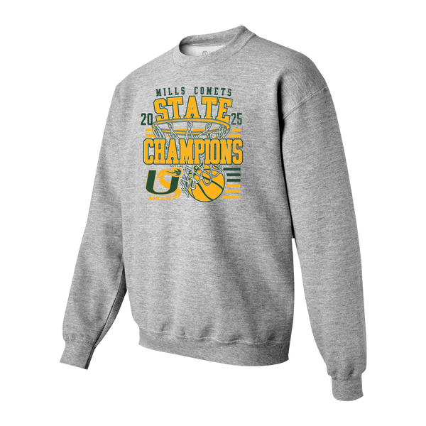 Mills Comets 2025 Boys Basketball Champions Youth Crewneck Sweatshirt