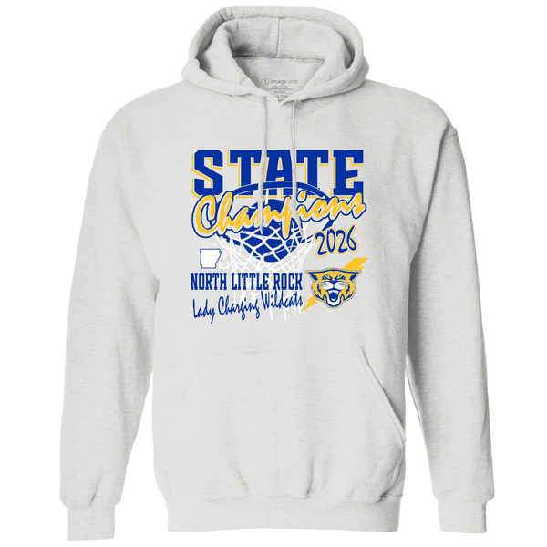 North Little Rock Charging Wildcats 2026 Girls Basketball State Champs Hooded Sweatshirt
