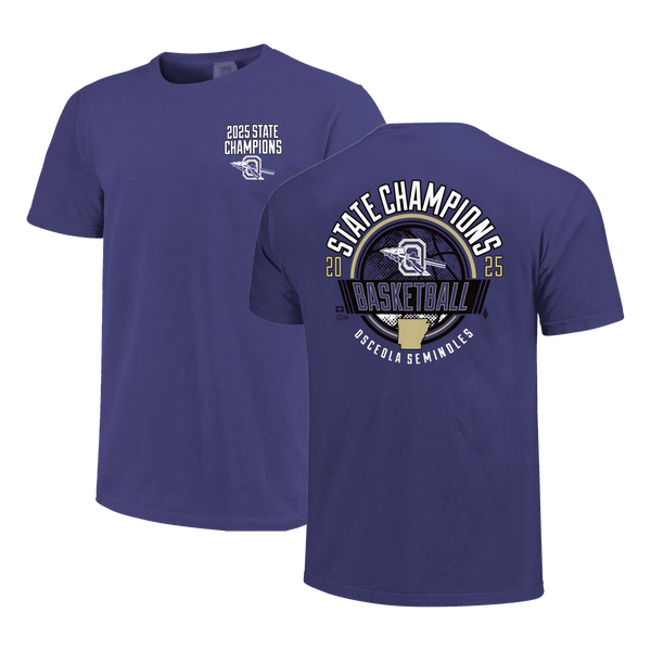 Osceola Seminoles 2025 State Champions Edgy Basketball Short Sleeve Comfort Color T-Shirt