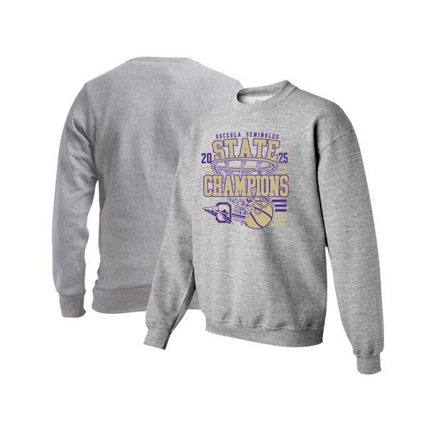 Osceola Seminoles 2025 Boys Basketball Champions Youth Crewneck Sweatshirt