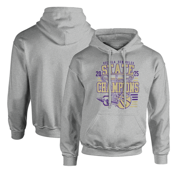 Osceola Seminoles 2025 Boys Basketball Champions Hooded Sweatshirt