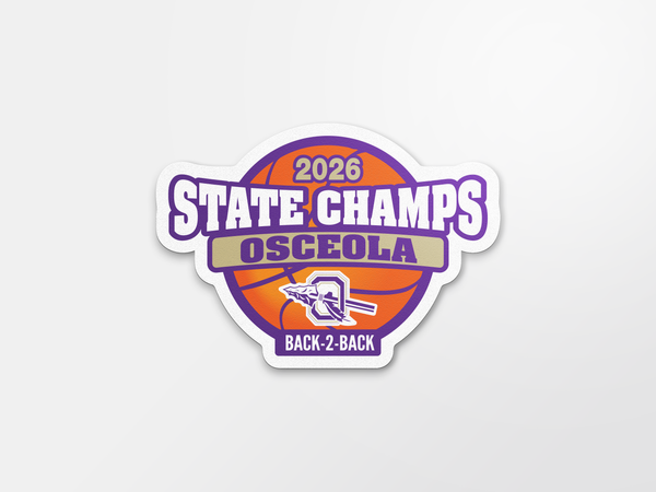 Osceola Seminoles Boys 2026 Basketball State Champs Car Decal