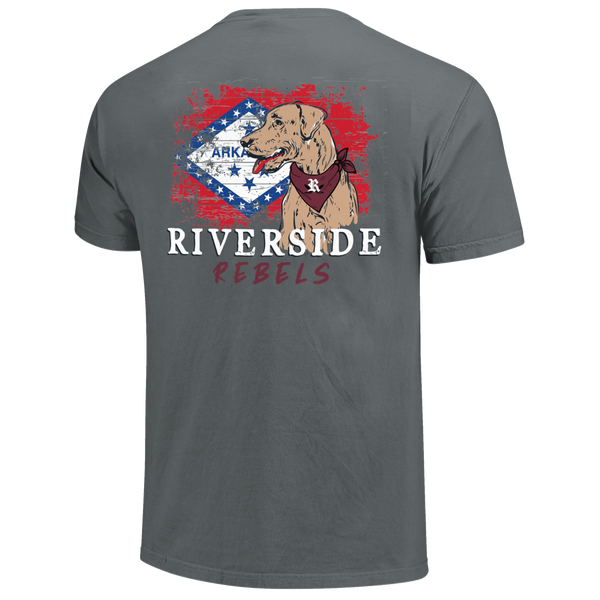 Riverside Rebels School Dog and State Flag Comfort Color T-Shirt