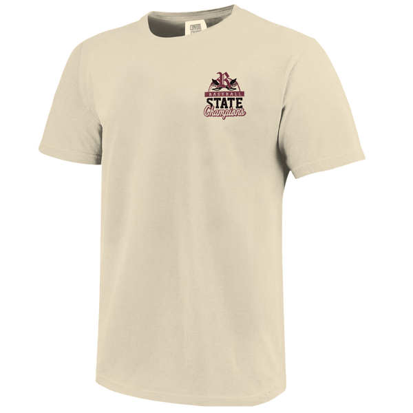 Riverside Rebels 2025 Baseball Pinstripe State Champs Short Sleeve Comfort Color T-Shirt