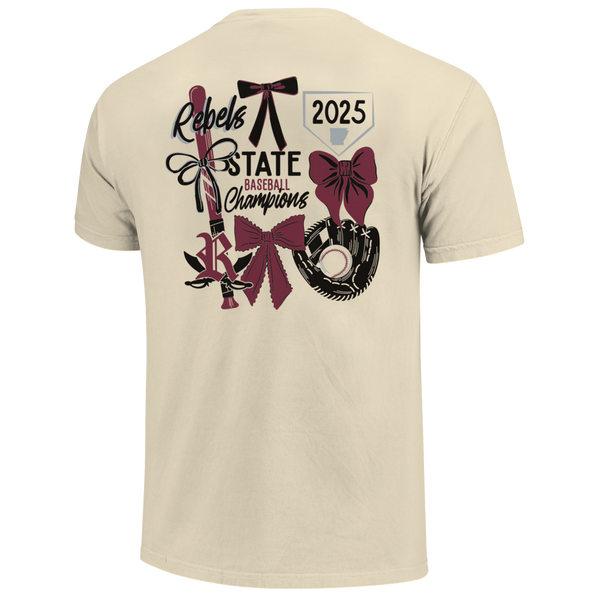 Riverside Rebels 2025 Baseball Bows State Champs Short Sleeve Comfort Color T-Shirt