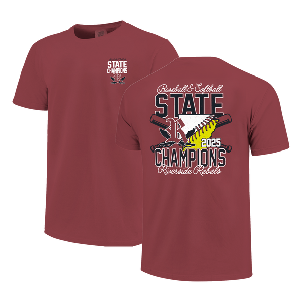 Riverside Rebels 2025 Double State Champions Short Sleeve Comfort Color T-Shirt