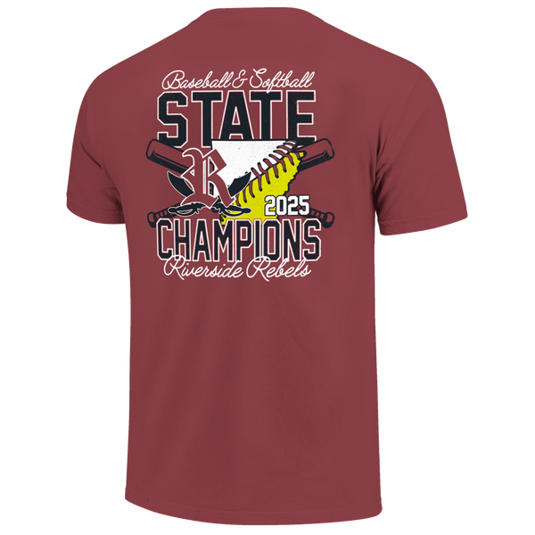 Riverside Rebels 2025 Double State Champions Short Sleeve Comfort Color T-Shirt