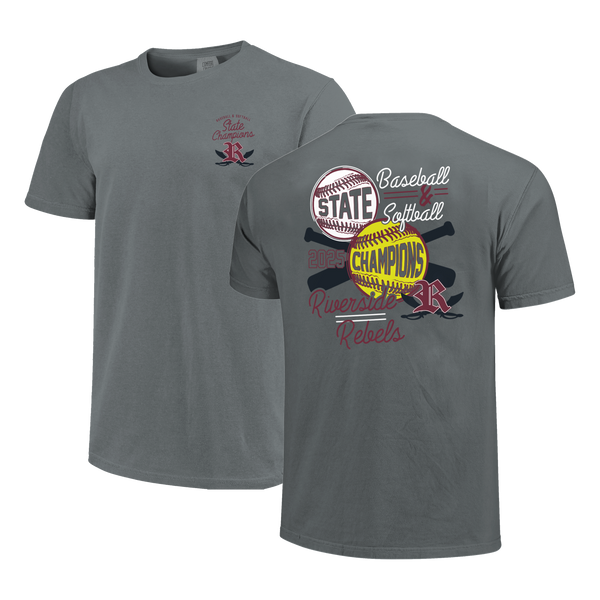 Riverside Rebels 2025 Double Champions Stacked Short Sleeve Comfort Color T-Shirt