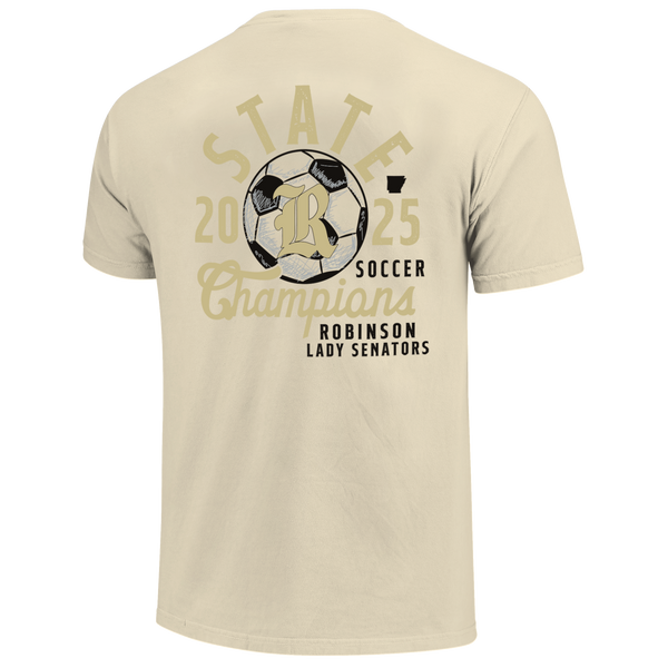 Robinson Senators 2025 Simple Girls Soccer State Champs Short Sleeve Comfort Color T-Shirt
