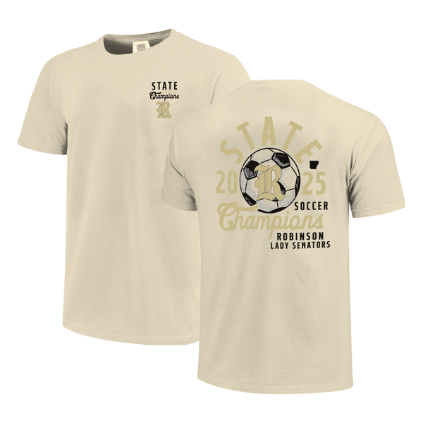 Robinson Senators 2025 Simple Girls Soccer State Champs Short Sleeve Comfort Color T-Shirt
