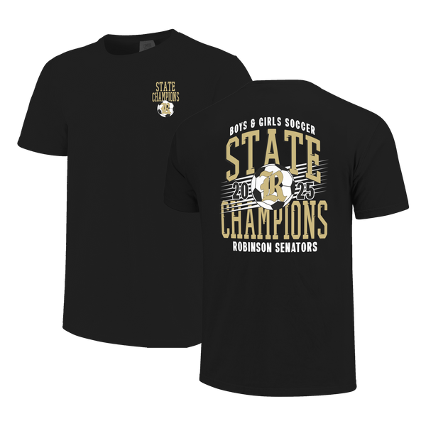 Robinson Senators 2025 Double Soccer Champions Arch Short Sleeve Comfort Color T-Shirt