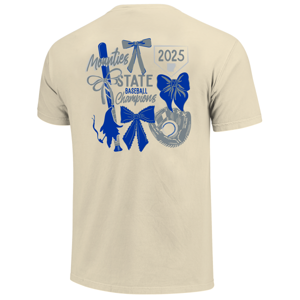 Rogers Mounties 2025 Baseball Bows State Champs Short Sleeve Comfort Color T-Shirt