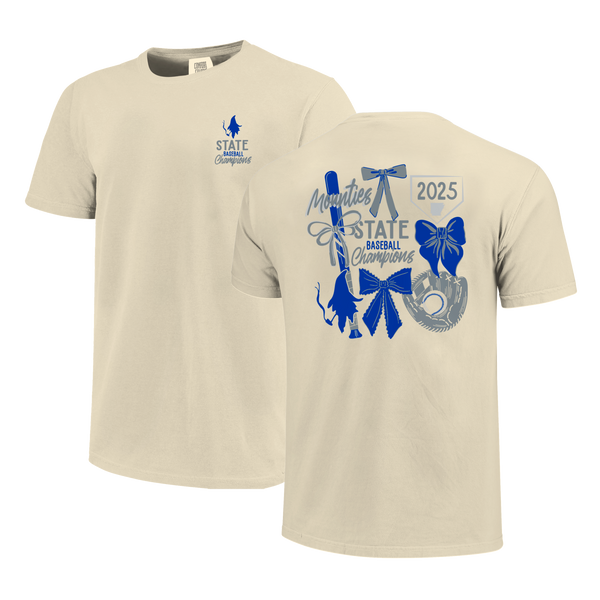Rogers Mounties 2025 Baseball Bows State Champs Short Sleeve Comfort Color T-Shirt