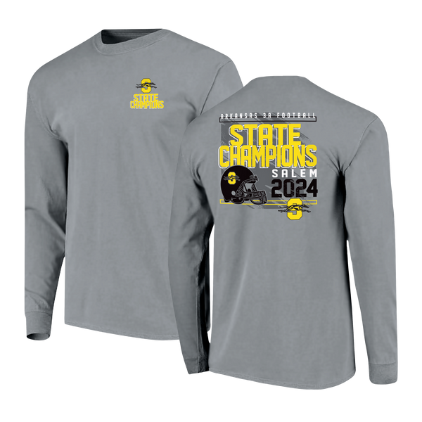 Salem Greyhounds 2024 Football Helmet Champions Comfort Colors Long Sleeve T-Shirt