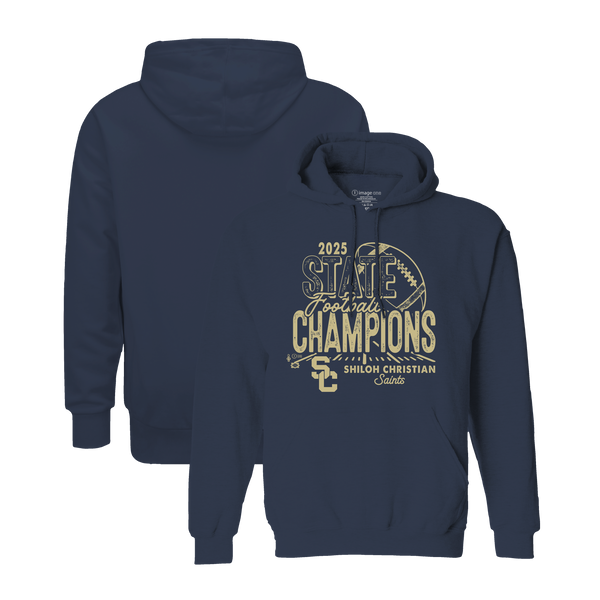 Shiloh Christian Saints 2025 Football State Champs Youth Hooded Sweatshirt