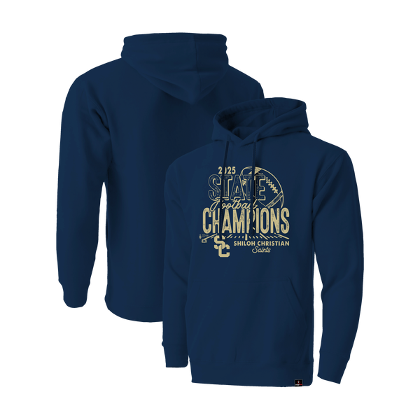 Shiloh Christian Saints 2025 Football State Champs Long Sleeve Hooded Sweatshirt