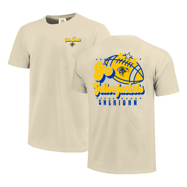 Sheridan Yellowjackets Retro Football Star Comfort Color T-Shirt