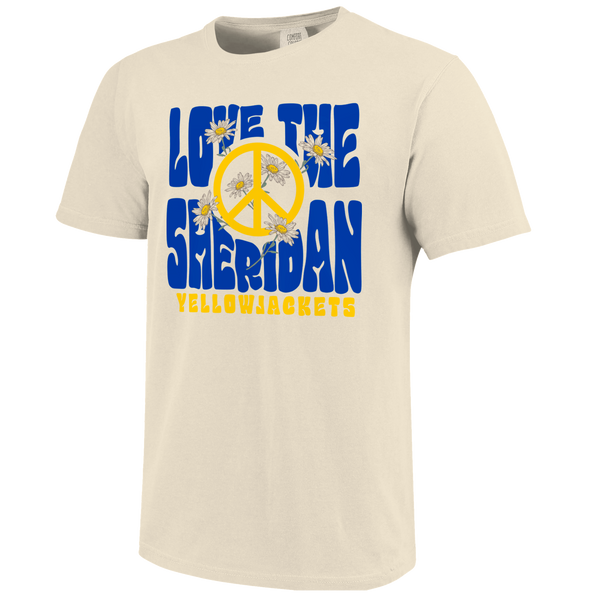 Sheridan Yellowjackets Love and Peace Comfort Color T-Shirt