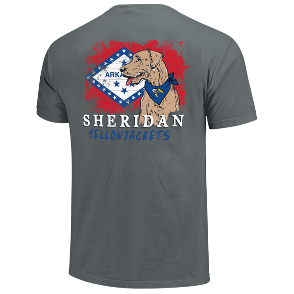 Sheridan Yellowjackets School Dog and State Flag Comfort Color T-Shirt