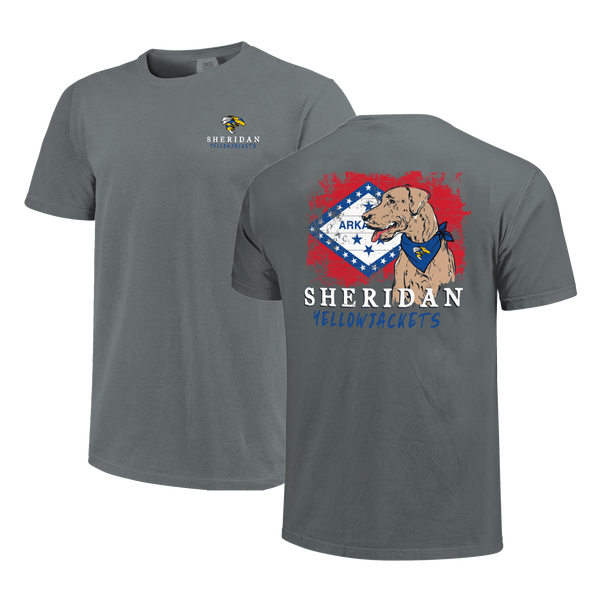 Sheridan Yellowjackets School Dog and State Flag Comfort Color T-Shirt