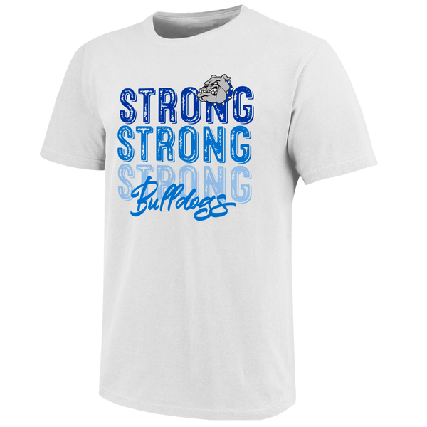 Strong Bulldogs Stacked School Unisex Cotton T-Shirt