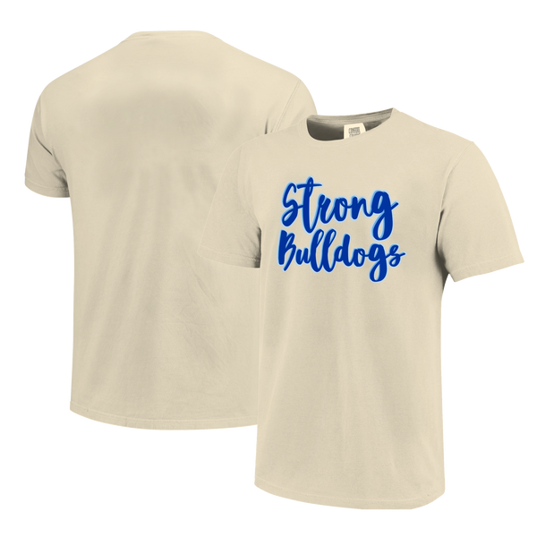 Strong Bulldogs Script Outlines Comfort Color T-Shirt