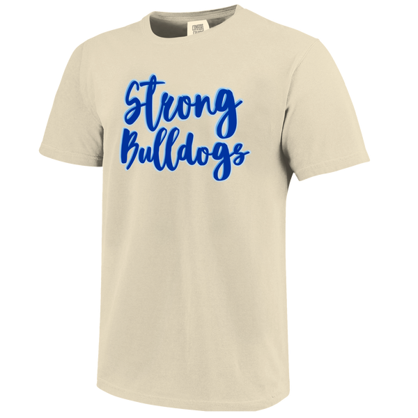 Strong Bulldogs Script Outlines Comfort Color T-Shirt