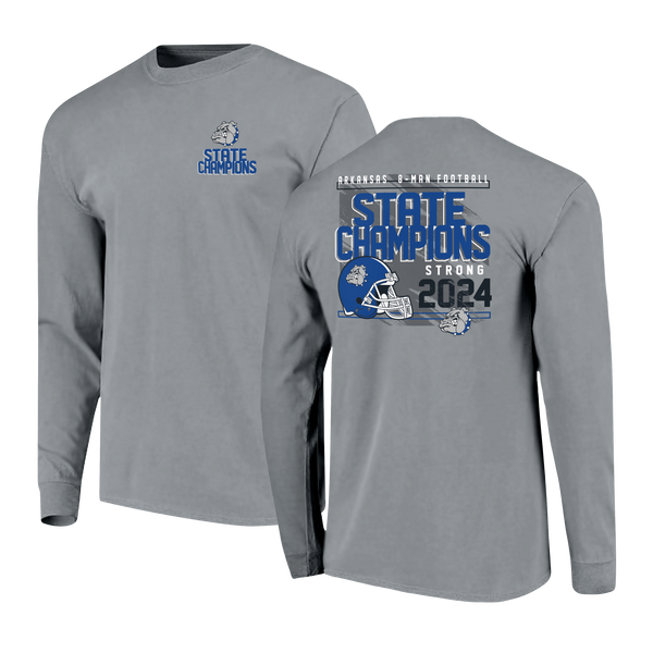 Strong Bulldogs 2024 Football Helmet Champions Comfort Colors Long Sleeve T-Shirt