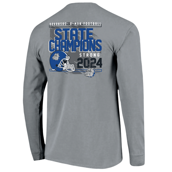 Strong Bulldogs 2024 Football Helmet Champions Comfort Colors Long Sleeve T-Shirt