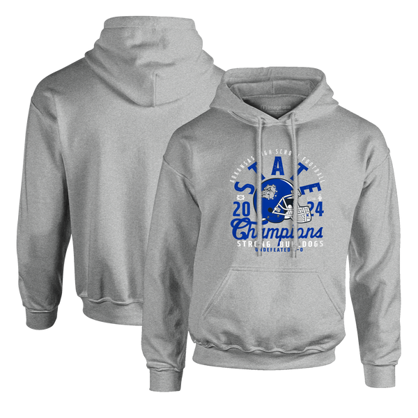 Strong Bulldogs 2024 Football Mascot Overlay Champions Hooded Sweatshirt