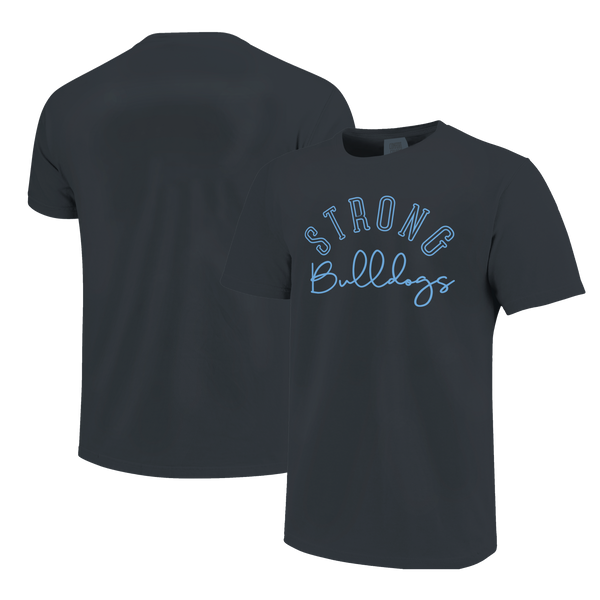 Strong Bulldogs Simple Script Outline Comfort Color T-Shirt
