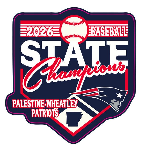 Palestine-Wheatley Patriots 2026 State Champs Baseball Car Decal
