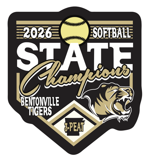 Bentonville Tigers 2026 State Champs Softball Car Decal