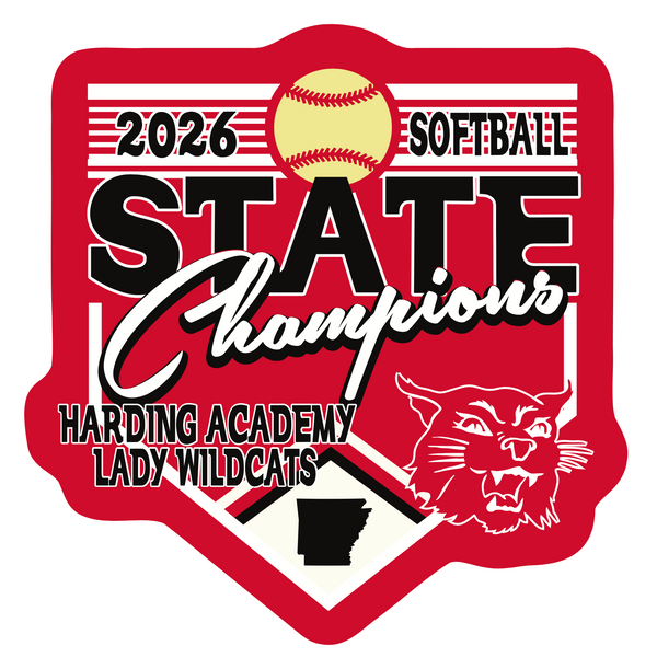 Harding Academy Wildcats 2026 State Champs Softball Car Decal